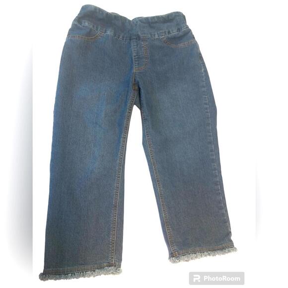 Soft Surroundings Pants - Soft Surrounding Women’s Pant Pull On Wide Waist Frayed Hem Patch Pockets